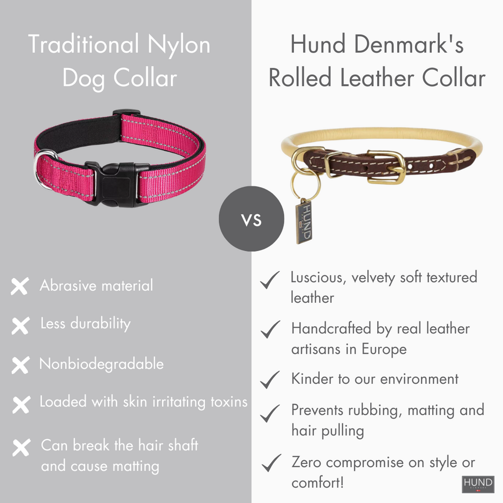 Hund round deals leather dog collar