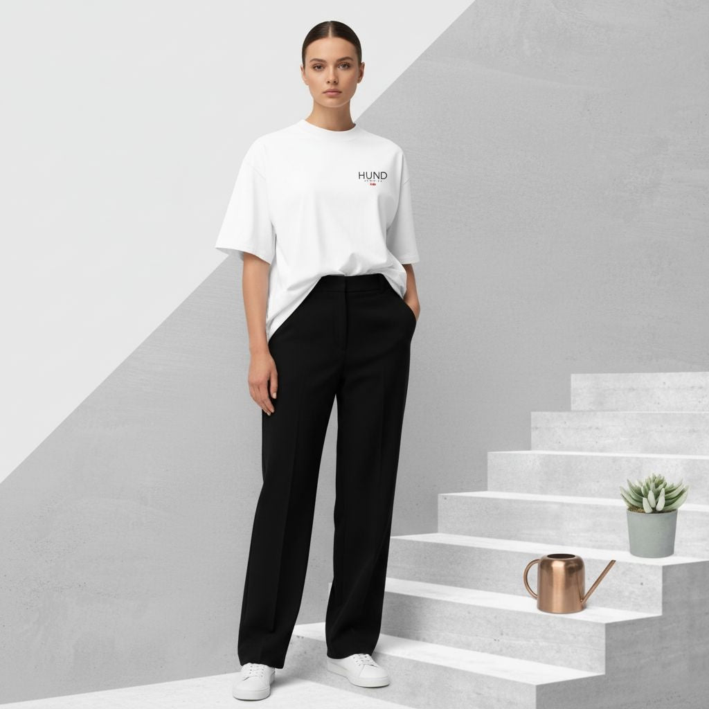 Unisex Organic Cotton  Oversized High Neck HUND t-shirt