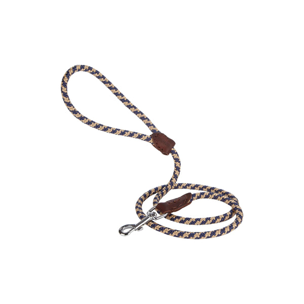 Vejle- 4 Foot Rope/Leather Navy/Cream Leash