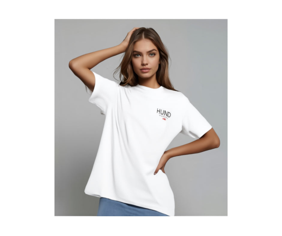 Unisex Organic Cotton  Oversized High Neck HUND t-shirt